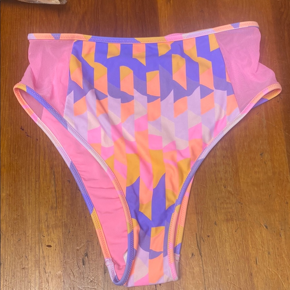Aerie Pink and Purple Geometric Bikini Bottom